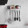 Kitchen Wall mounted Utensil Stainless Steel Spice Rack With Hook